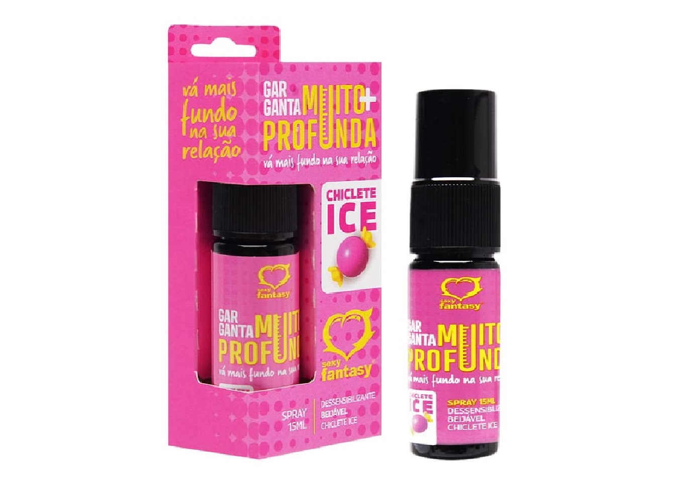 Garganta Muito Mais Profunda Spray 15ml Sexy Fantasy Chiclete Ice - Naju  Sex Distribuidora